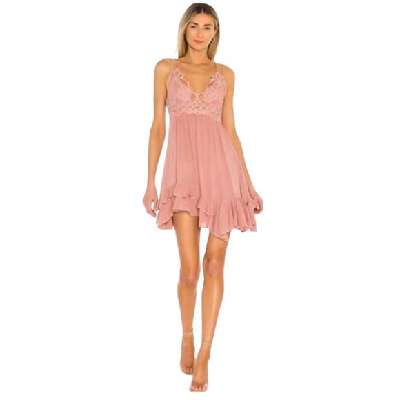 NWT! Free People One Adella Lacey Sleeveless Slip Dress in Rose - Size Small - Picture 5 of 9
